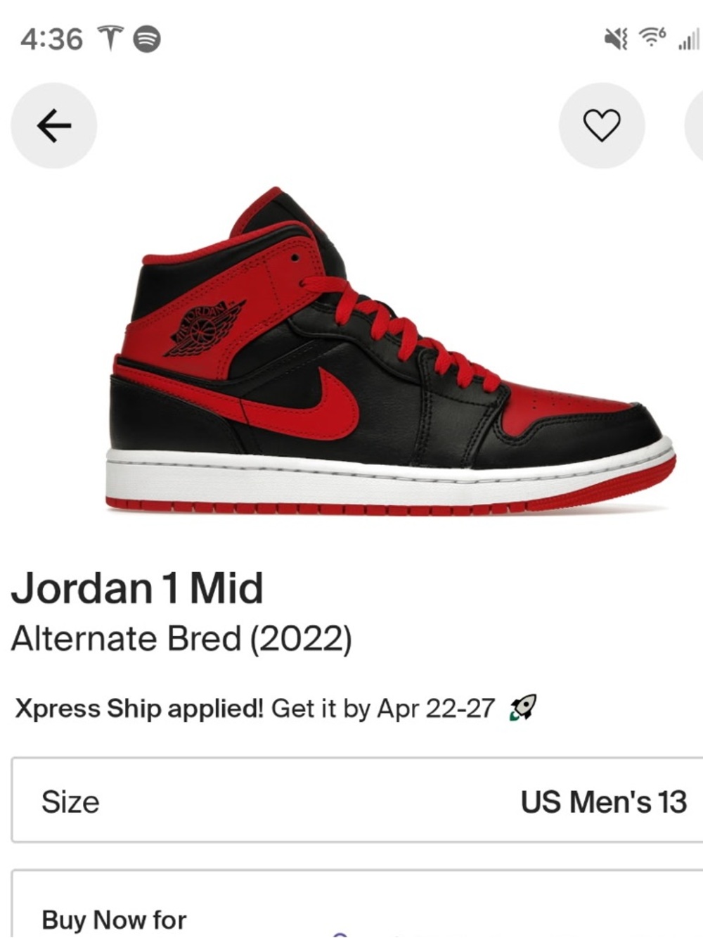 Jordan 1 Mid Nike Men’s Black and Red High-Top Sneakers - Picture 14 of 14